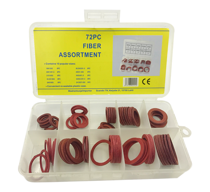 Red Fiber Washer Set - 72PCS